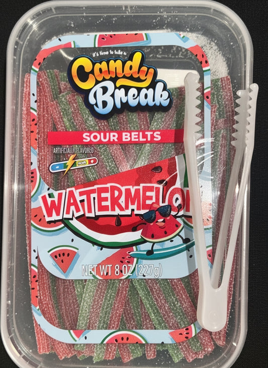 Personal Sour Watermelon Belts Gummies Tub — with Tongs Included