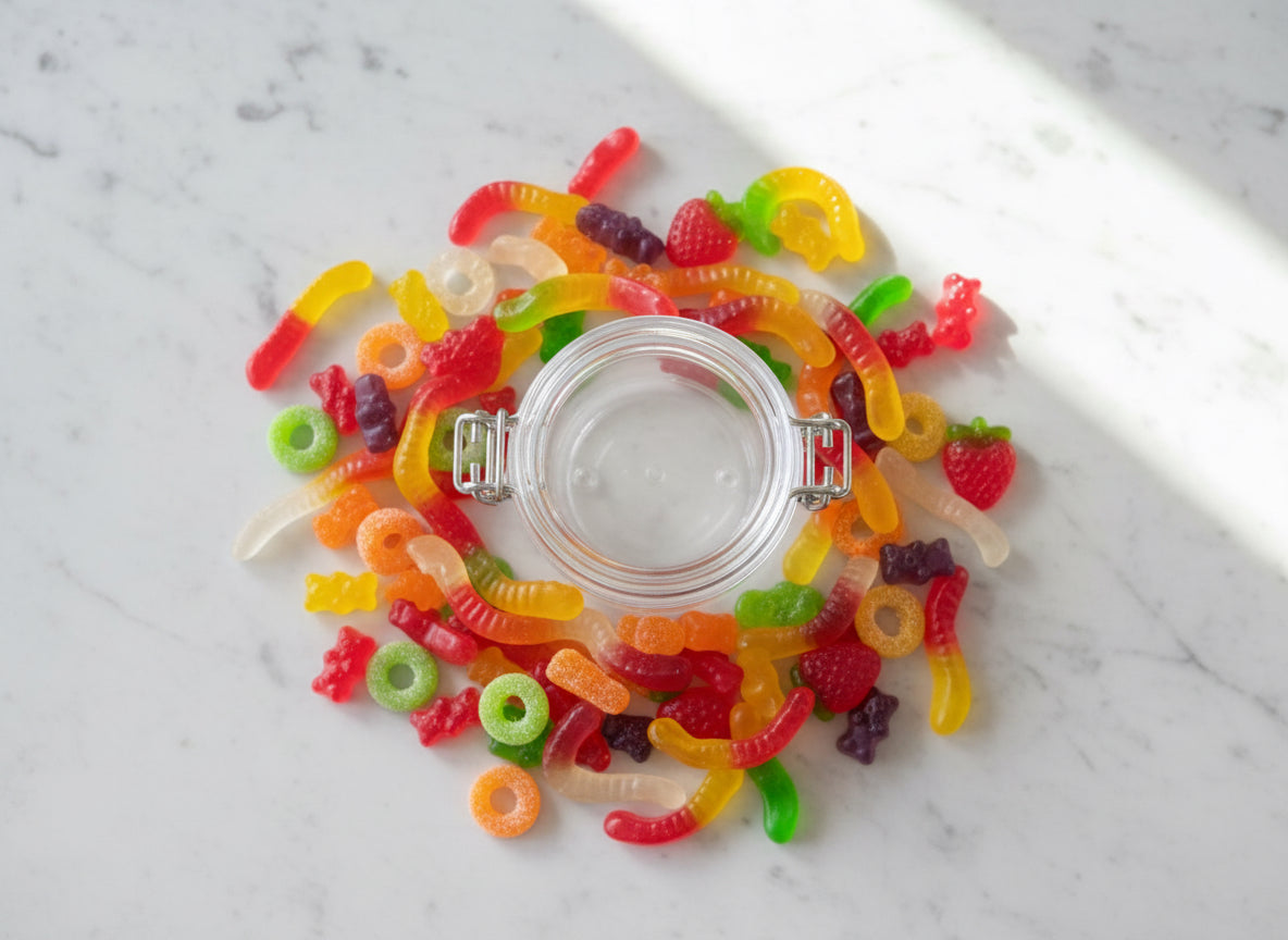 Cute Gummy Canister with Tongs Included