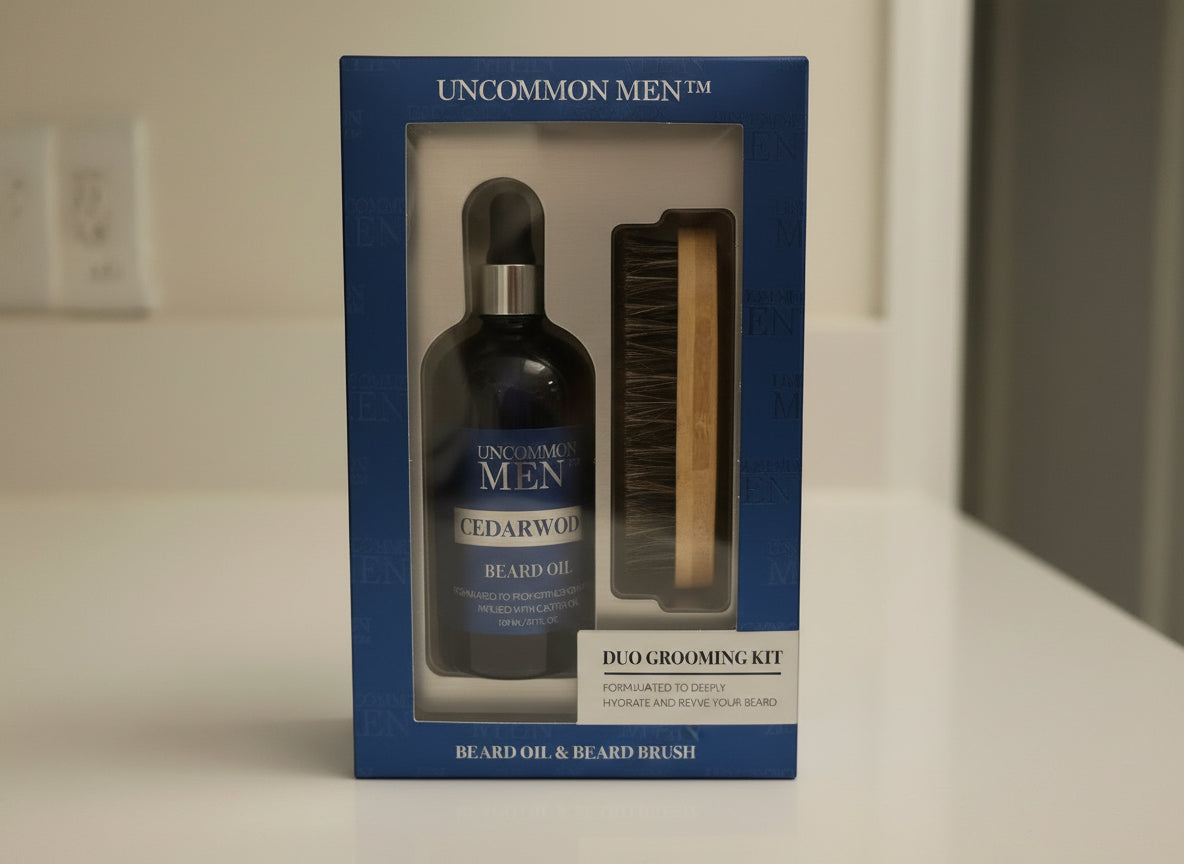 Men’s Duo Grooming Kit Beard Oil with Brush
