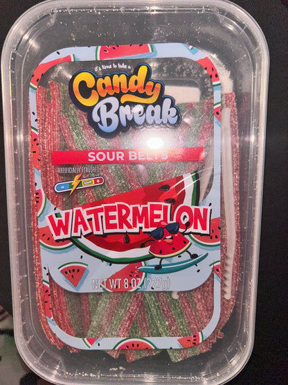 Personal Sour Watermelon Belts Gummies Tub — with Tongs Included