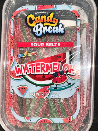 Personal Sour Watermelon Belts Gummies Tub — with Tongs Included