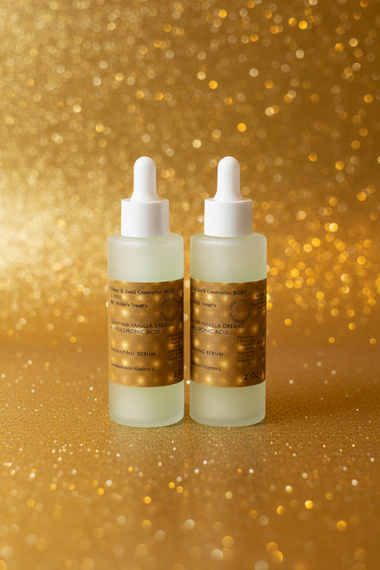 NEW Body Gloss Serum, Hyaluronic Acid, 24K Gold Shimmer, Cash’Mir Vanilla Dreams Scent • Hydrating
