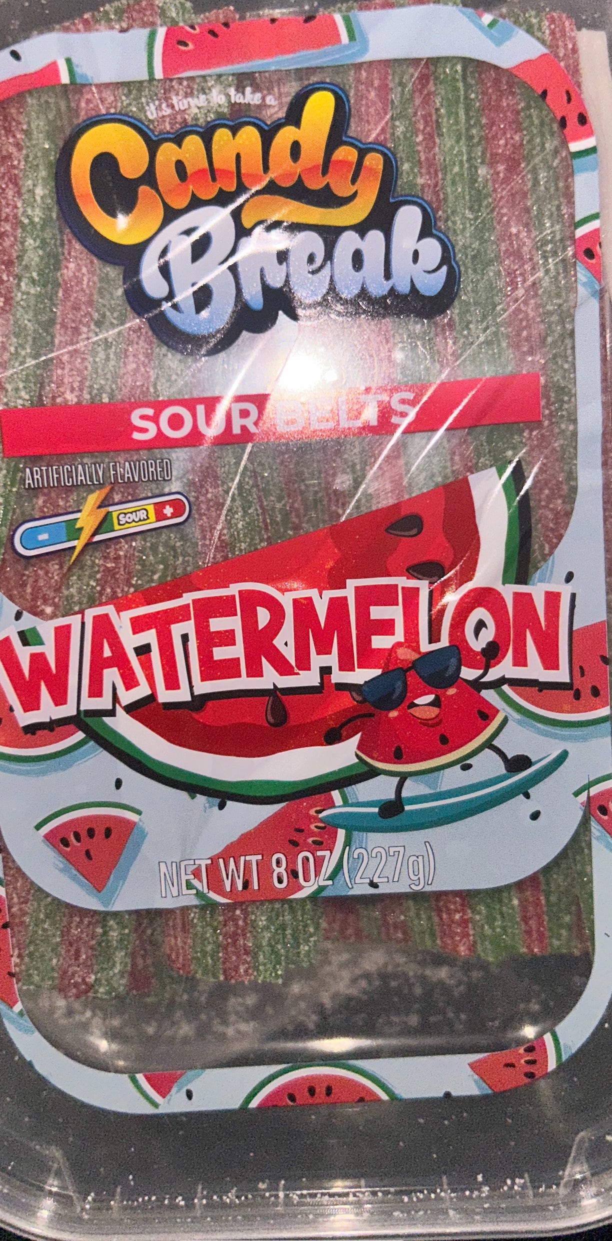 Personal Sour Watermelon Belts Gummies Tub — with Tongs Included