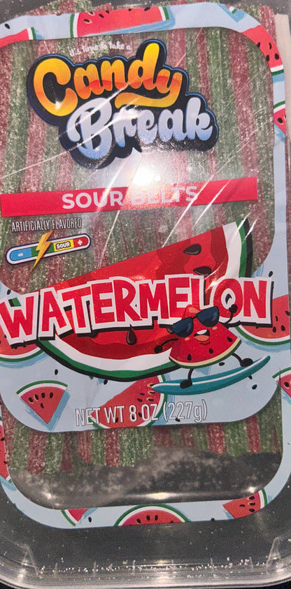 Personal Sour Watermelon Belts Gummies Tub — with Tongs Included
