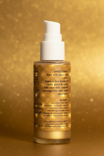 NEW Body Gloss Serum, Hyaluronic Acid, 24K Gold Shimmer, Cash’Mir Vanilla Dreams Scent • Hydrating