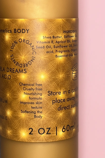 NEW Body Gloss Serum, Hyaluronic Acid, 24K Gold Shimmer, Cash’Mir Vanilla Dreams Scent • Hydrating