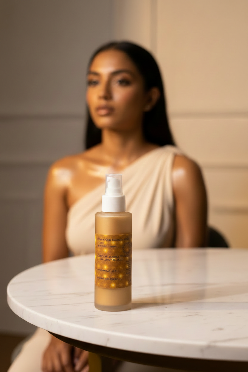 NEW Body Gloss Serum, Hyaluronic Acid, 24K Gold Shimmer, Cash’Mir Vanilla Dreams Scent • Hydrating