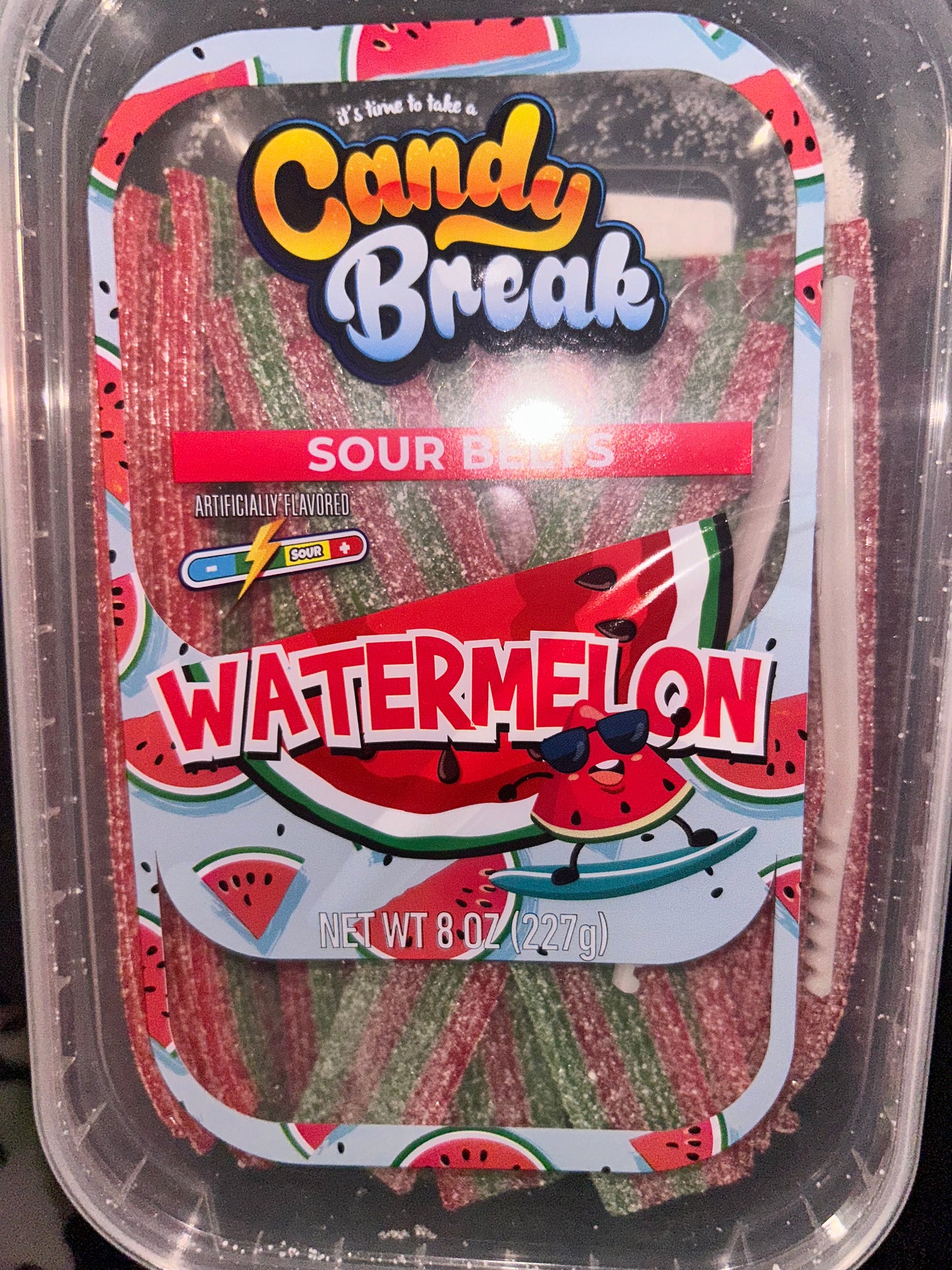 Personal Sour Watermelon Belts Gummies Tub — with Tongs Included