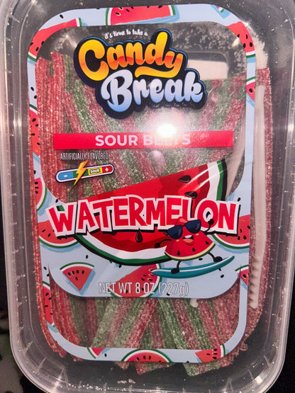 Personal Sour Watermelon Belts Gummies Tub — with Tongs Included