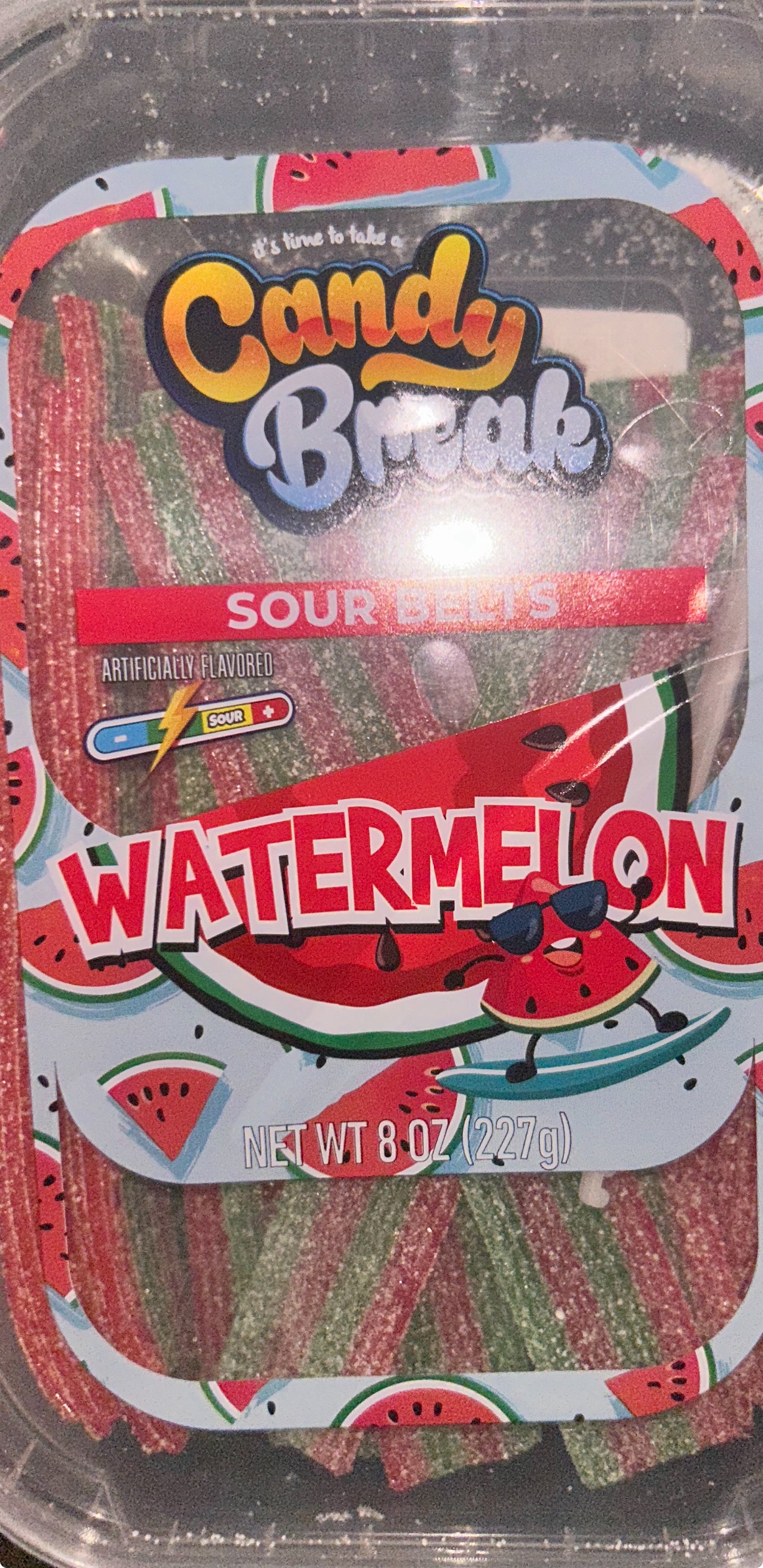 Personal Sour Watermelon Belts Gummies Tub — with Tongs Included