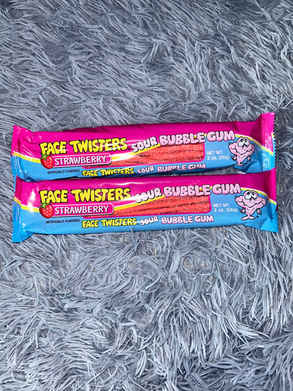 ADD-ONNS Face Twisters Sour Bubble Gum STRAWBERRY or GREEN APPLE