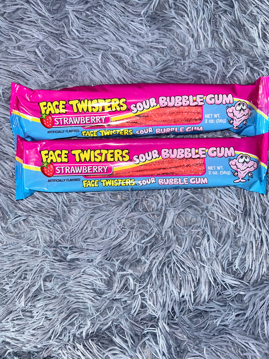 ADD-ONNS Face Twisters Sour Bubble Gum STRAWBERRY or GREEN APPLE