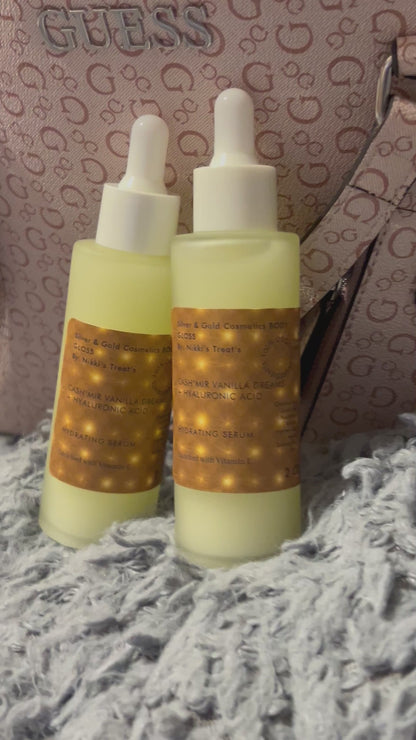NEW Body Gloss Serum, Hyaluronic Acid, 24K Gold Shimmer, Cash’Mir Vanilla Dreams Scent • Hydrating